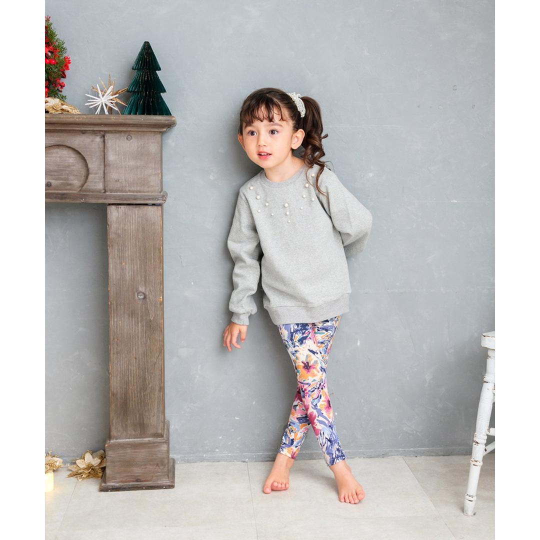 Rora 子供服 レギンス 通販 アザレア スパッツ パンツ ズボン 花柄 女の子 女子 子供 こども 子ども 10分丈 十分丈 通園 通学 幼稚園 かわいい おしゃれ カジュアル 春 夏 秋 冬 動きやすい ボトムス 子ども服 レッグウェア キッズファッション 花柄.パープル 110cm