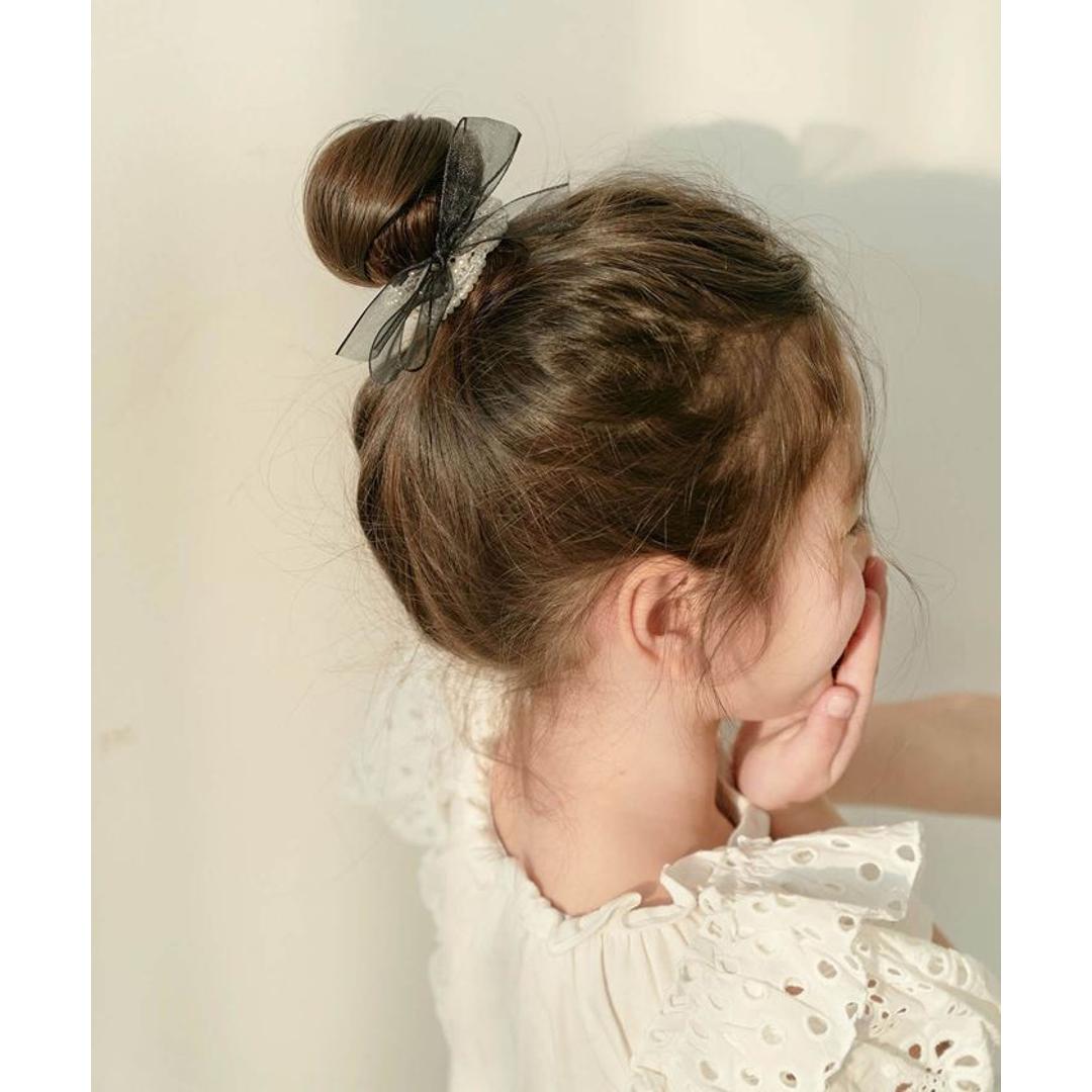Rora ヘアゴム キッズ 通販 ボンジュール ビジュー 髪ゴム 髪飾り 髪留め リボン パール 女の子 子供 子ども こども おしゃれ かわいい フォーマル 大人っぽい 上品 入園式 卒園式 入学式 卒業式 結婚式 パーティー ヘアアレンジ ヘアアクセサリー ホワイト フリー