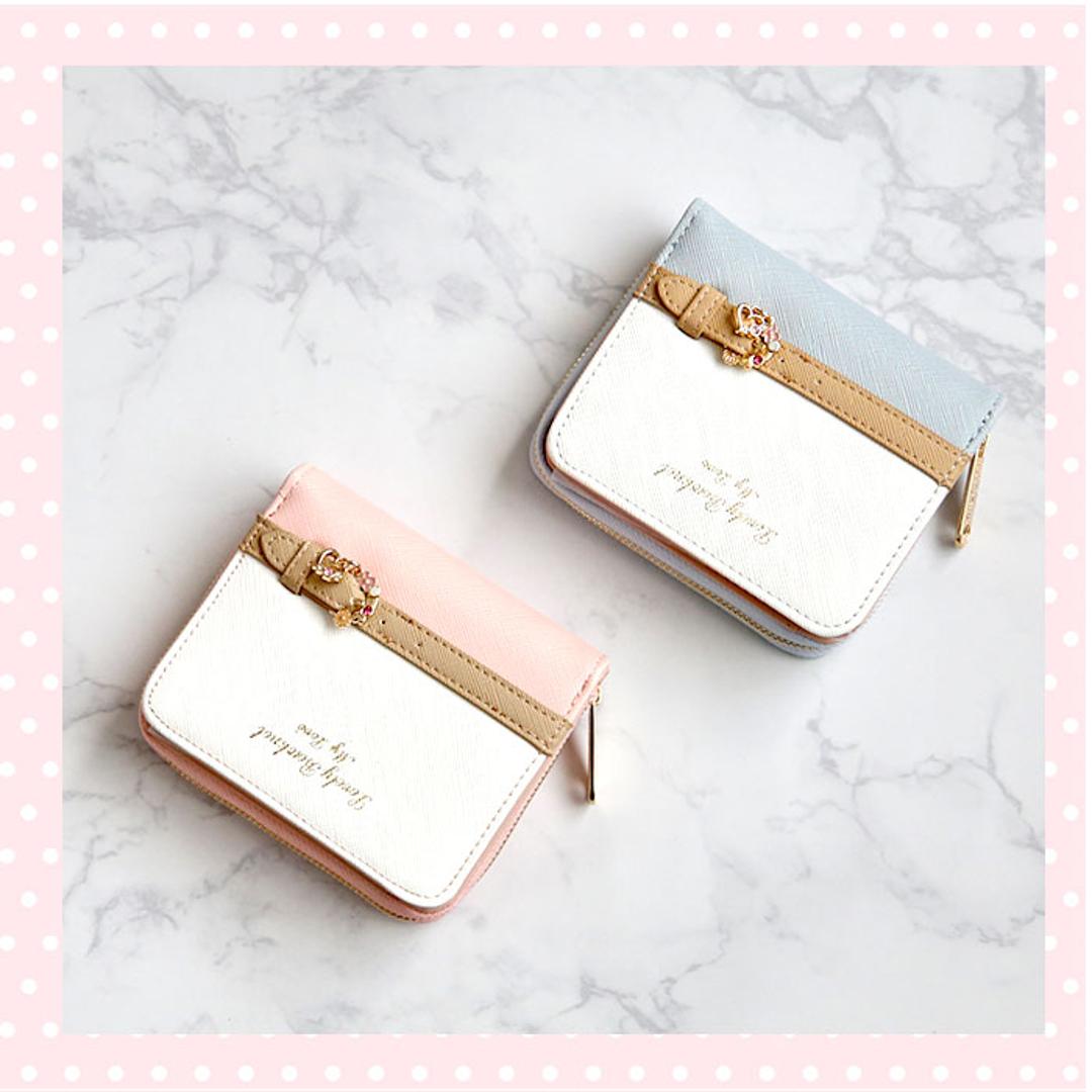 財布 レディース 二つ折り 通販 ミニ財布 小さい財布 ミニウォレット さいふ サイフ ミニサイフ 女子校生 コンパクト おしゃれ かわいい PU レザー ラウンドファスナー 女の子 こども 子供 キッズ 大人可愛い プレ ライトピンク ・