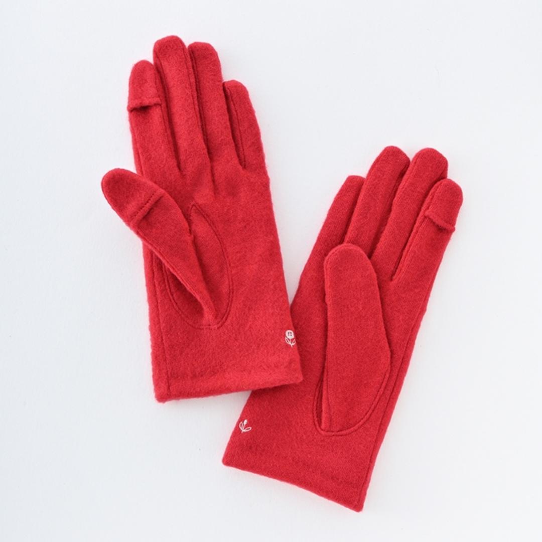 クロダ 手袋 KURODA AF65101L8 通販 グローブ レディース かわいい 暖かい スマホ対応 指あき 指出し 刺繍 おしゃれ 可愛い オシャレ 5本指 フラワー刺繍ジャージグローブ アクリル マイクロボア レディース手袋 ファッション小物 ブルー ・