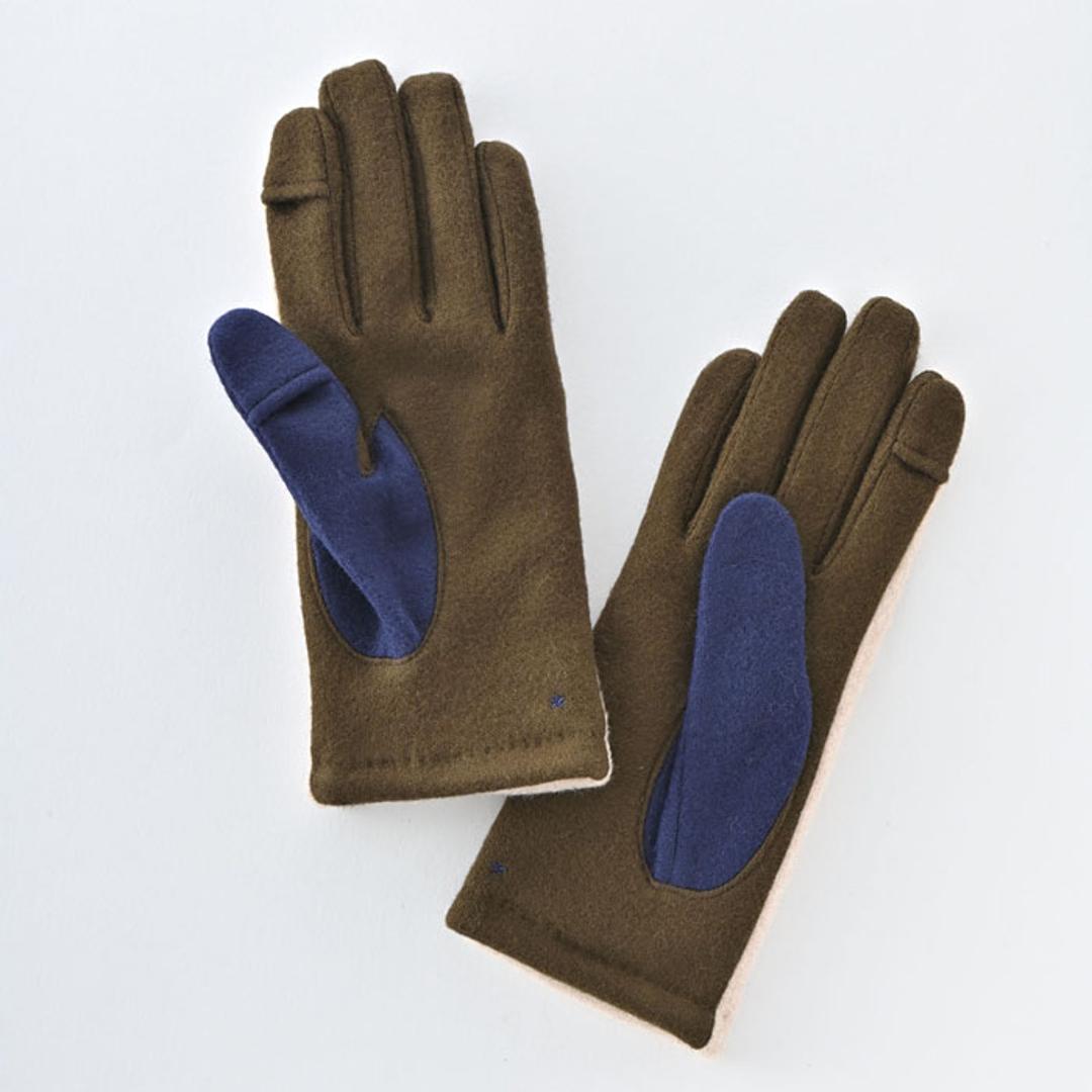 クロダ 手袋 KURODA AF65104L8 通販 グローブ レディース かわいい 暖かい スマホ対応 指あき 指出し 刺繍 おしゃれ 可愛い オシャレ 5本指 スターズ刺繍ジャージグローブ アクリル マイクロボア レディース手袋 ファッション小物 ネイビー ・