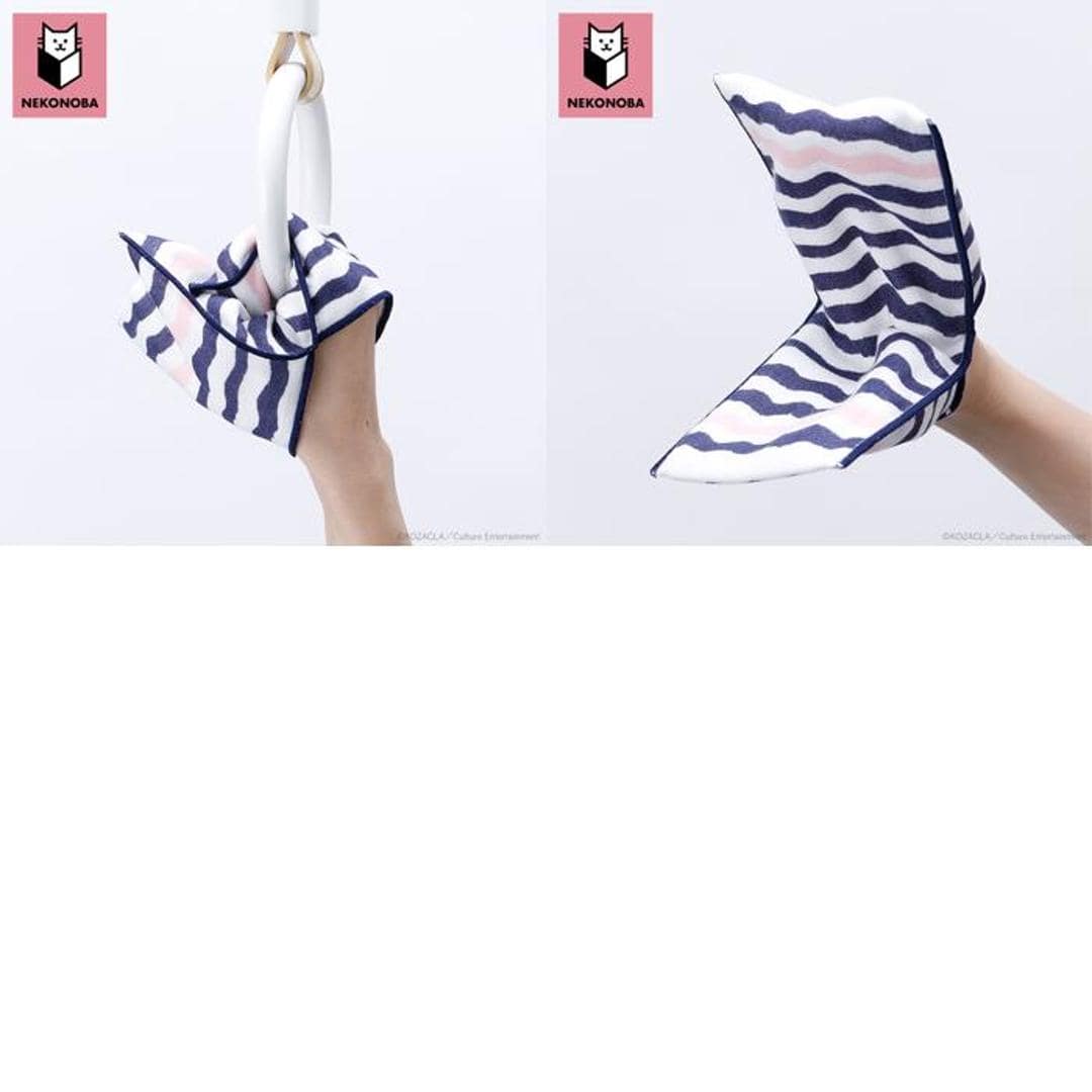NEKONOBA グッズ 通販 ネコノバ ハンカチ ポケット付き ポーチタオル タオルハンカチ ハンドタオル ハンカチタオル キャラクター 可愛い 猫 ねこ ネコ 猫グッズ かわいい おしゃれ レディース メンズ 子ども 小学生 女の子 中学生 女子 ボーダー/ネイビーxピンク ・