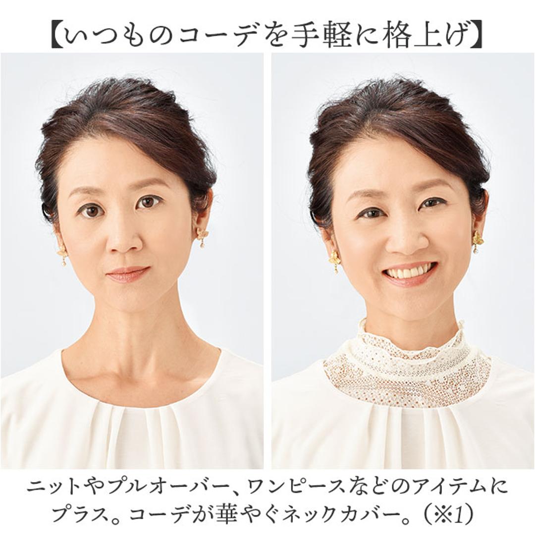 フォーマル ネックカバー 通販 ネック カバー つけ襟 レース 付け襟 ハイネック 付け襟レース つけえり 首元 春夏 首元カバー スタンドカラー ニット プルオーバー ワンピース 重ね着風 レイヤード 大人 可愛い かわいい おしゃれ レディース ブラック ・