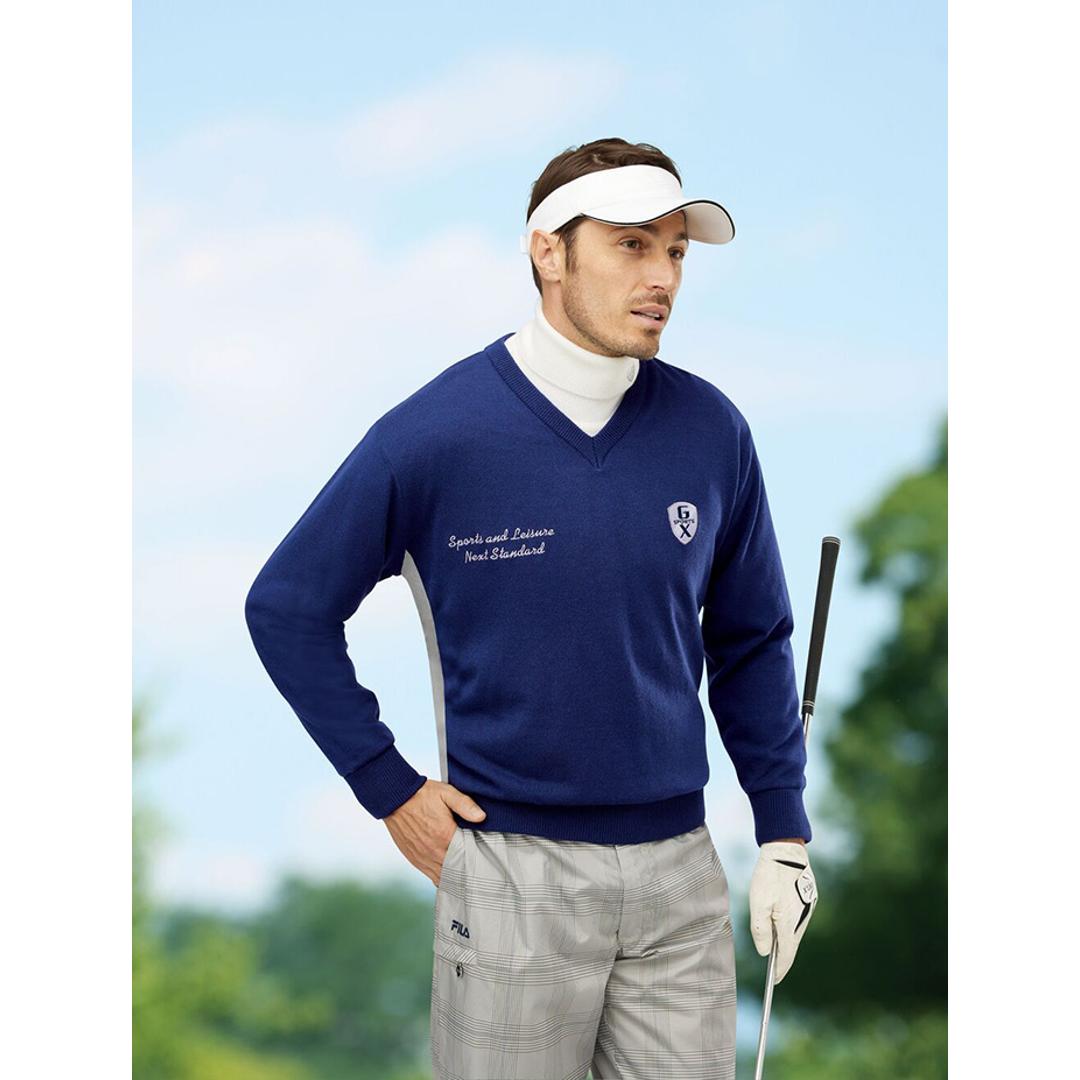 ニット メンズ 長袖 通販 セーター Vネックセーター ゴルフ 秋冬 秋物 冬物 暖かい 防風 あったか 防風だけどストレッチで快適ニット おしゃれ シンプル 男性 紳士服 メンズウエア ゴルフウェア メンズウェア トップス メンズファッション ネイビー Sサイズ