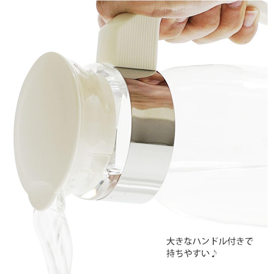 冷蔵庫ポット 1400ml ハリオ HARIO 通販 ピッチャー 広口 洗いやすい 冷水ポット オフホワイト グレー 耐熱ガラス 麦茶ポット スリム 細長 熱湯対応 取っ手付き 持ち手付き シンプル 耐熱 熱湯OK 水差し 縦置き 麦 オフホワイト ・
