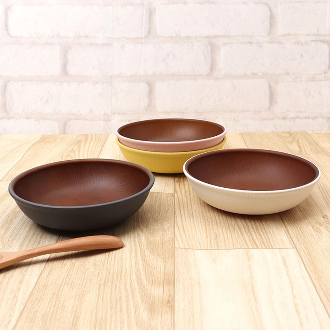 ラウンドプレート 通販 日本製 木目 カフェランチプレート 木目調食器 取り皿 15×4cm 電子レンジ対応 食洗機対応 かわいい 軽い おしゃれ オシャレ バーベキュー ギフト お祝い キャンプ カフェ アウトドア 正和 ホワイト ・