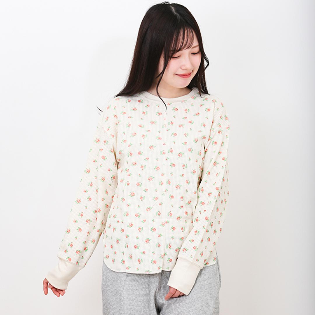 JEMORGAN サーマル レディース 通販 ジェーイーモーガン JD071-59S 切替ロンT ワッフル ロンT Tシャツ 長袖Tシャツ カットソー 長袖 トップス ワッフル生地 パック入り おしゃれ シンプル レディースファッション ピンク ・