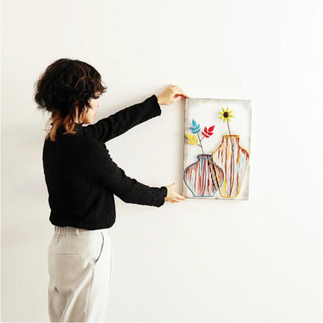 ウォールアート 壁掛け 壁飾り 通販 アートパネル ウォールデコレーション ウォールパネル アートボード 壁面装飾 壁 アンティーク調 立体 フェイクフラワー アイアン雑貨 アイアン製 アイアン 北欧 アート インテリア エレガント 玄関 リビング 部屋 花柄A ・