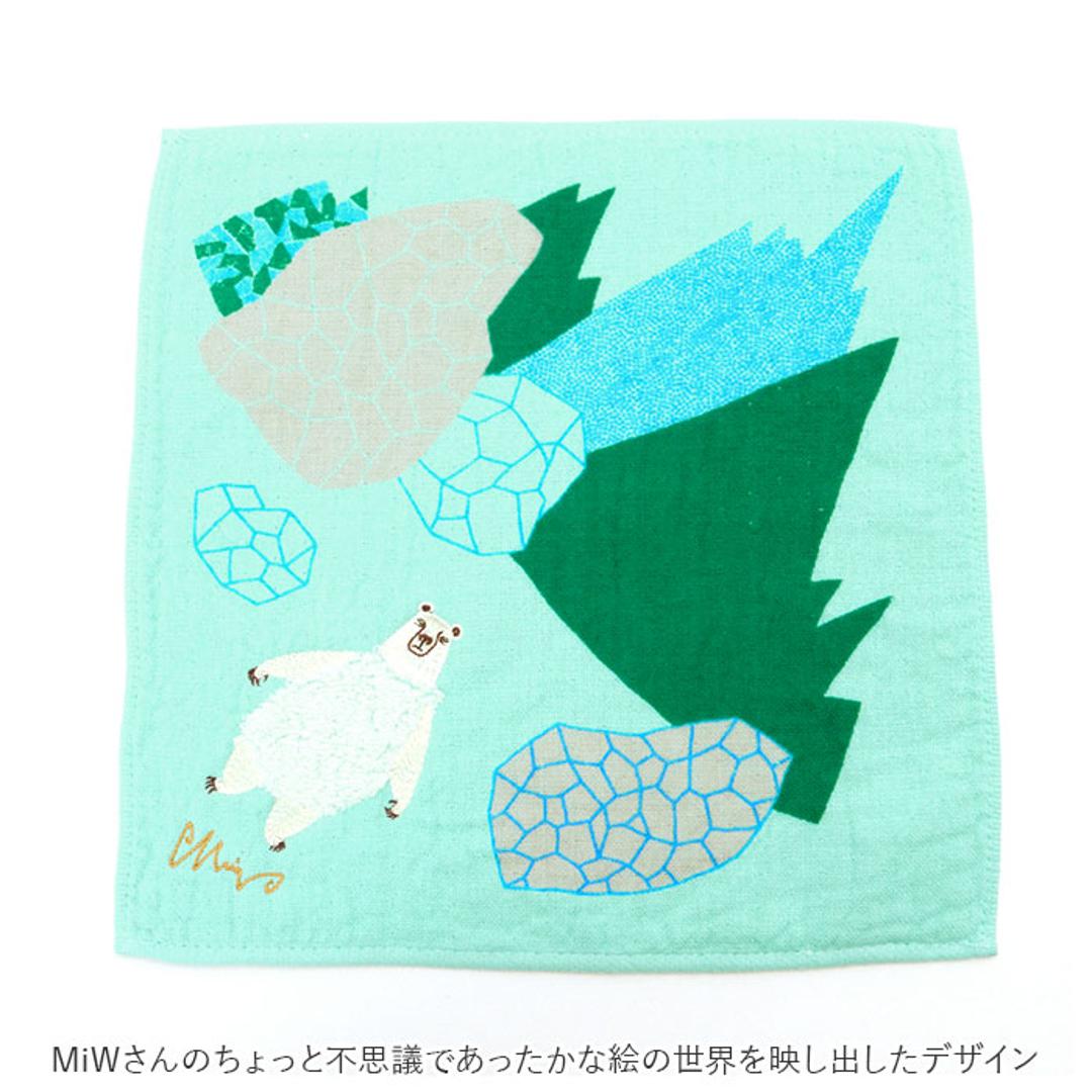 タオルハンカチ ブランド レディース 通販 ハンカチタオル ガーゼハンカチ ミニタオル ハンカチ ガーゼ パイル 綿 コットン 100% おしゃれ 可愛い 大人 かわいい 動物 いきもの どうぶつ モチーフ 森田MiW × 楠橋紋織コラボ morita Miw モリタミウ MiW style 森田ミウ 草原ウサギ ・