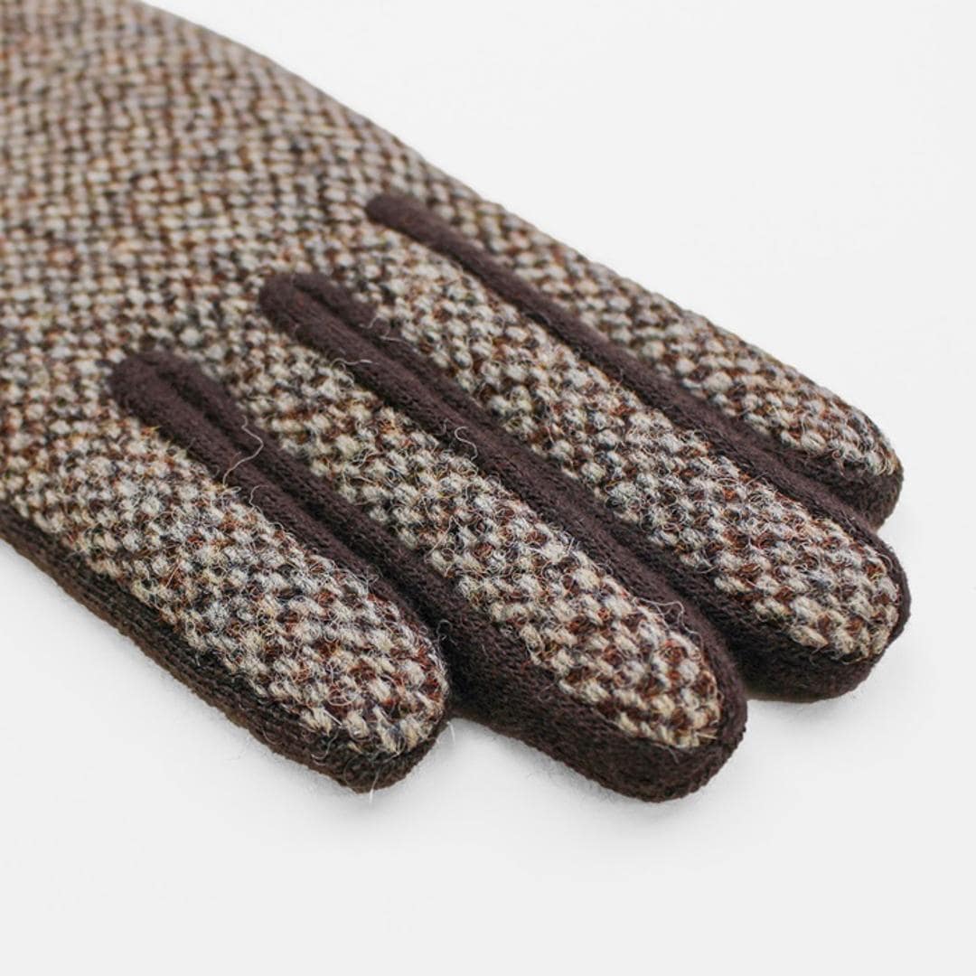 ハリスツイード 手袋 レディース 通販 クロダ KURODA OB70206L7 グローブ かわいい 暖かい スマホ対応 通勤 通学 チェック おしゃれ 可愛い オシャレ 5本指 Harris Tweed アクリル ウール レディース手袋 ファッション小物 ベージュ ・