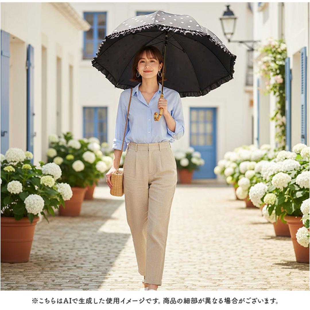 pink trick ピンクトリック 長傘 晴雨兼用 通販 晴雨兼用傘 雨傘 日傘 レディース傘 傘 かさ カサ フリル傘 日よけ 日除け フリル かわいい 可愛い アンブレラ 完全遮光 親骨50cm 女性 女性用 おしゃれ ギフト スカラップ/オフホワイト ・