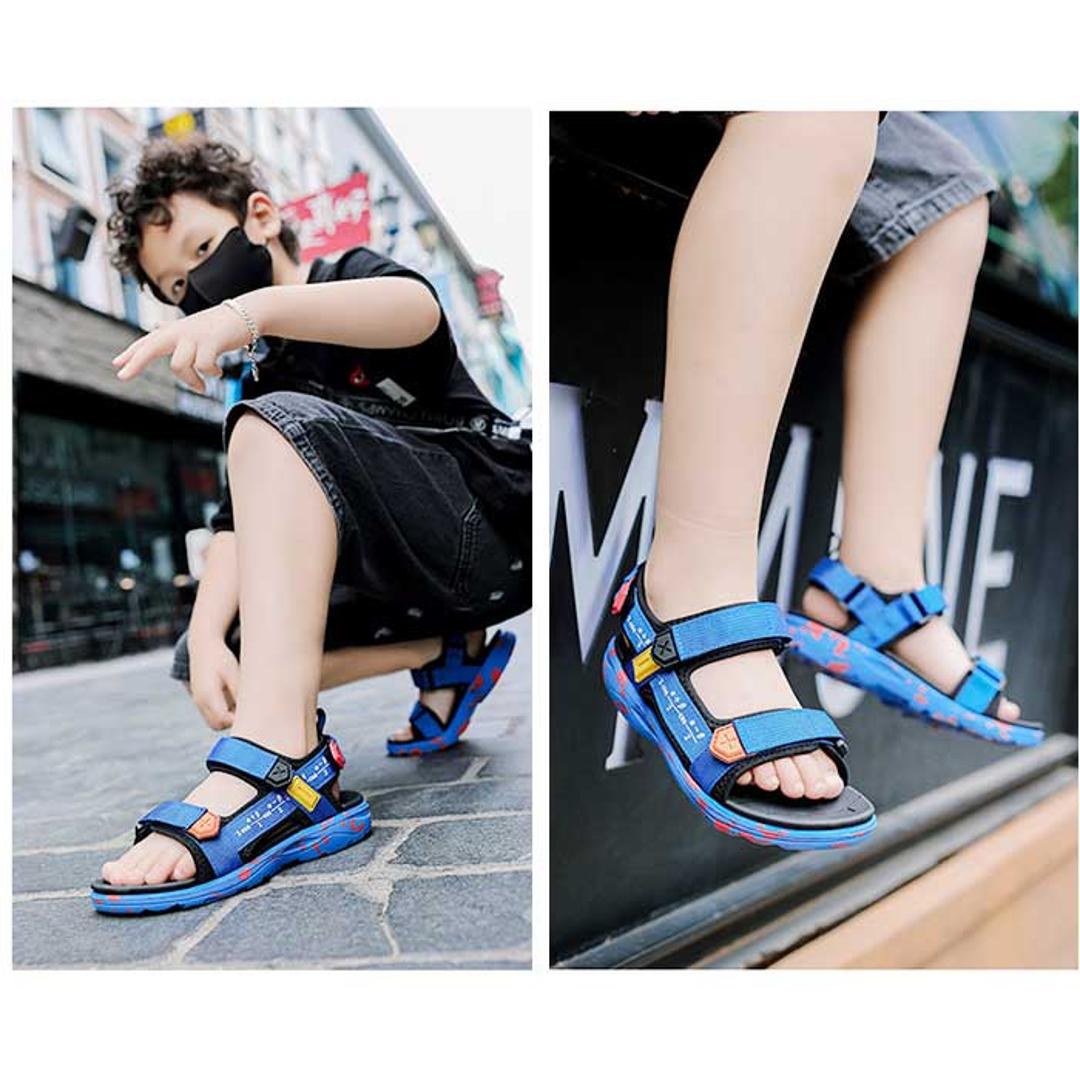 キッズ サンダル 男の子 通販 スポーツサンダル キッズサンダル シューズ 靴 くつ クツ スポサン 履きやすい おしゃれ 子供 子ども こども 子供用 男子 男児 子供靴 子供くつ ボーイズ 小学生 アウトドア 川遊び 水遊び 歩きやすい 夏 サマー ブラック×ブルー 【即日発送】28(17.5cm)