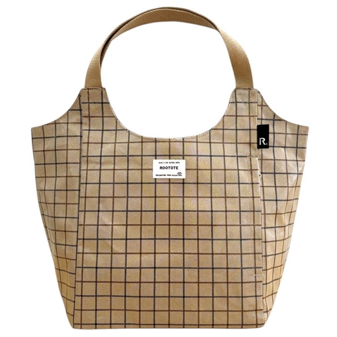 ルートート ラミネート ROOTOTE 3607 通販 トートバッグ トートバック 肩掛けバッグ マチありマチ広め レディース 大きめ A4 大容量 通勤 通学 軽量 軽い 撥水 チェック柄 シンプル おしゃれ 大人 かわいい ROUND レディースバッグ C-GREEN ・