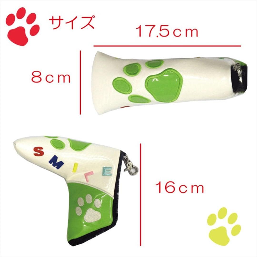 パターカバー マグネット式 通販 ピンタイプ 肉球デザイン ゴルフヘッドカバー ゴルフクラブ ゴルフ用品 保護カバー マグネット開閉 落下防止 かわいい ユニーク ゴルフアクセサリー ゴルフグッズ メンズ レディース ゴルファー ホワイト/グリーン ・