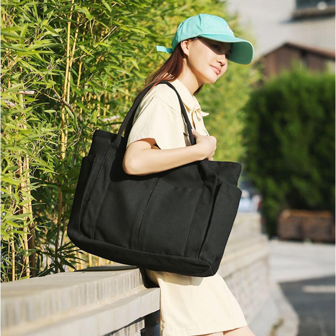 【最短即日発送】【送料無料】トートバッグ レディース A4 通販 トート マザーズバッグ バッグ かばん トートバック 鞄 バック 大容量 キャンバス 無地 大きめ 大人 学生 通勤 通学 ビジネス マイバッグ ポケット マチあり シンプル カジュアル おしゃれ オシャレ かわいい アイボリー ・