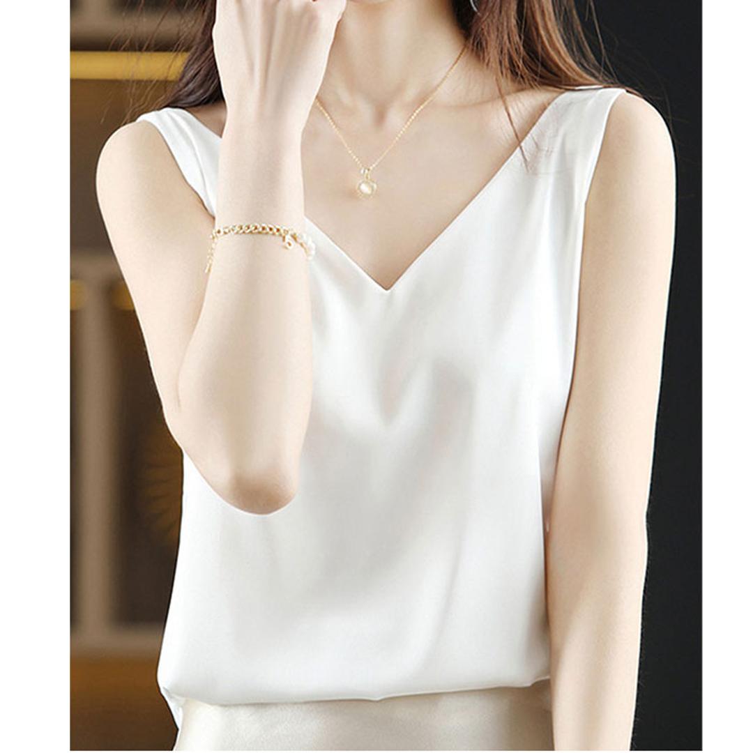 キャミソール カップなし 通販 キャミタンク サテンキャミ さらさら レディース トップス インナー 大人 かわいい きれいめ 上品 シンプル 無地 オフィスカジュアル おしゃれ 可愛い 女性 top-099 ダイヤモンドハーツ Diamond Hearts ホワイト Mサイズ