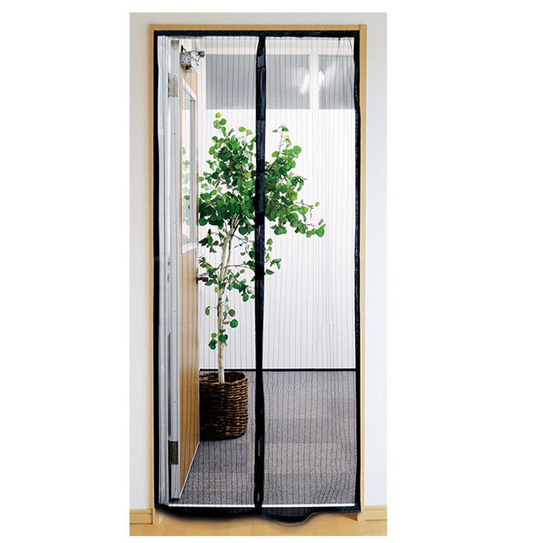 網戸 取り付け 簡単 通販 あみど ドア用 カーテン マグネット式 玄関 ベランダ リビング エコ マジックアミ~戸 換気 空気入替 虫対策 あみ戸 インテリア トレードワン ブラック ・