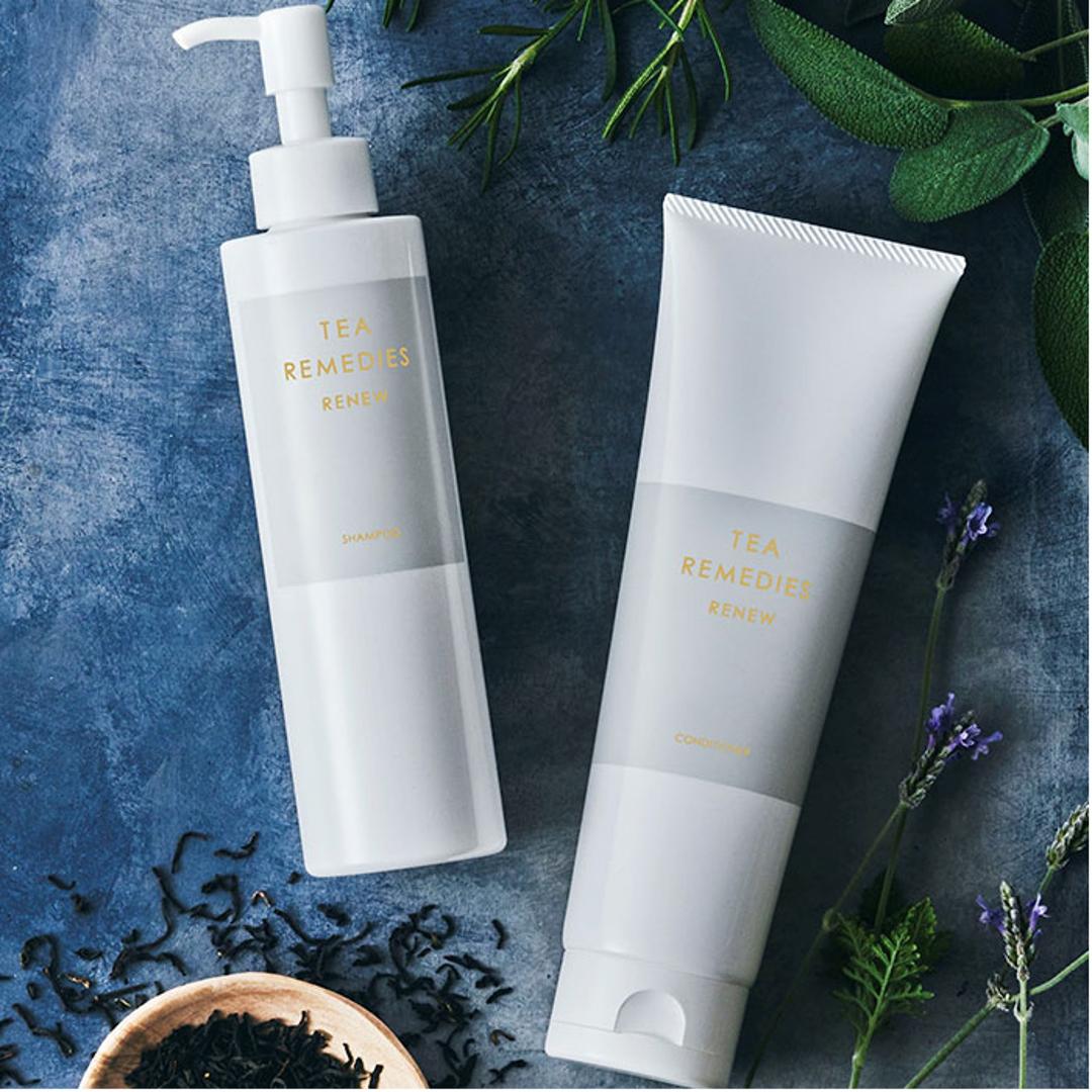 エイジングケアシャンプー 通販 エイジングケア シャンプー TEA REMEDIES RENEW ティーレメディーズ リニュー 200mL アミノ酸系 ダメージケア キューティクル 天然成分 紅茶エキス ナチュラル 色落ち防止 アッサムティー ヘアケア 美容 ホワイト ・
