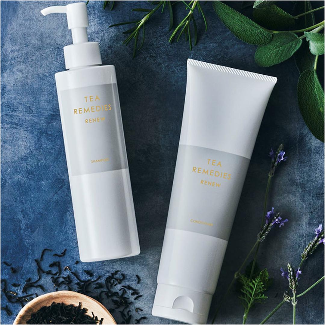 エイジングケア コンディショナー 通販 リンス TEA REMEDIES RENEW ティーレメディーズ リニュー 200g アミノ酸系 ダメージケア キューティクル 天然成分 紅茶エキス アッサムティー ナチュラル 色落ち防止 保湿 正規品 ヘアケア 美容 ホワイト ・
