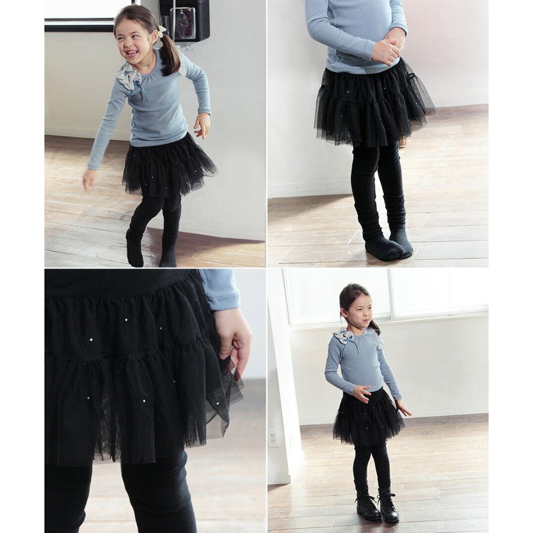 Rora スカート キッズ 女の子 通販 スカートパンツ 10001142 スカッツ レギンス付きスカート チュールスカート チュチュスカート ふんわり キラキラ フォーマル パーティー かわいい オシャレ 可愛い ボトムス 子ども服 子供服 キッズファッション ブラック 100cm
