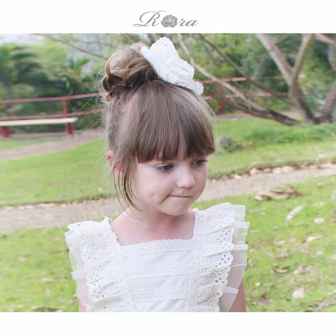 Rora ヘアゴム キッズ 通販 ノンノン 髪ゴム 髪飾り 髪留め リボン レース 大きい パール 女の子 子供 子ども こども おしゃれ かわいい フォーマル 大人っぽい 上品 入園式 卒園式 入学式 卒業式 結婚式 パーティー ヘアアレンジ ヘアアクセサリー オフホワイト FREE