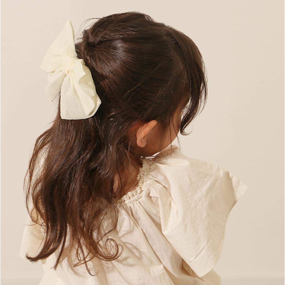 RORA ヘアクリップ 通販 ローラ ケイト バレッタ ヘアアクセサリー 髪飾り キッズ 子供 子ども こども リボン 透け感 大きめ しっかり かわいい おしゃれ 女の子 女子 入園式 卒園式 入学式 卒業式 フォーマル 発表会 結婚式 キッズファッション アイボリー ・