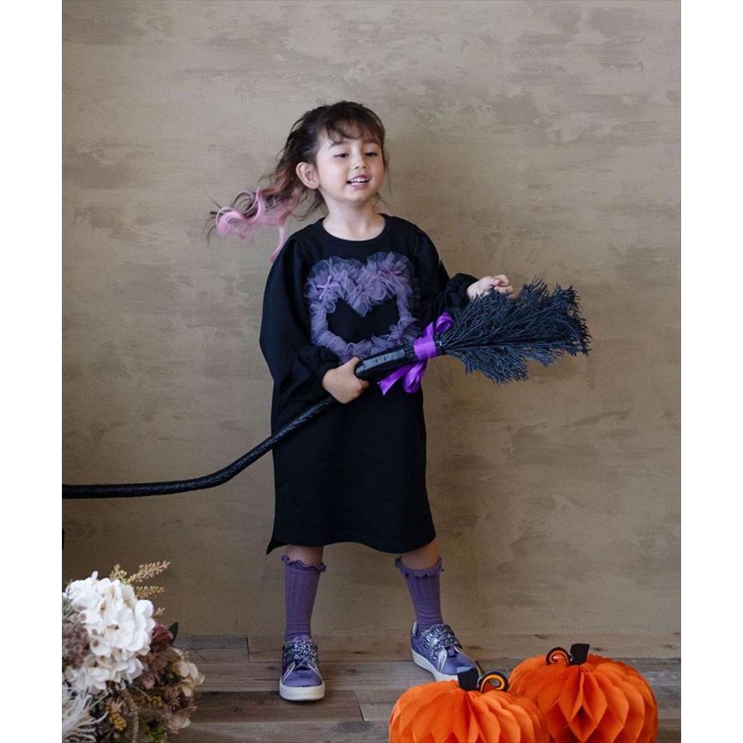 Rora ワンピース 通販 ムラサキ ハートワンピース 子供服 キッズワンピース 長袖 カジュアル ハート レース 女の子 キッズ 子供 こども 子ども お出かけ フォーマル おしゃれ かわいい オシャレ 可愛い オールインワン 子ども服 キッズファッション ブラック 110cm