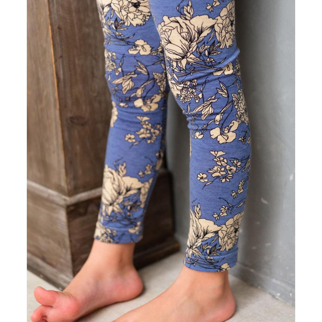 Rora 子供服 レギンス 通販 ロザミア スパッツ パンツ ズボン 花柄 女の子 女子 子供 こども 子ども 10分丈 十分丈 通園 通学 幼稚園 かわいい おしゃれ カジュアル 春 夏 秋 冬 動きやすい ボトムス 子ども服 レッグウェア キッズファッション 花柄.ブルー 110cm