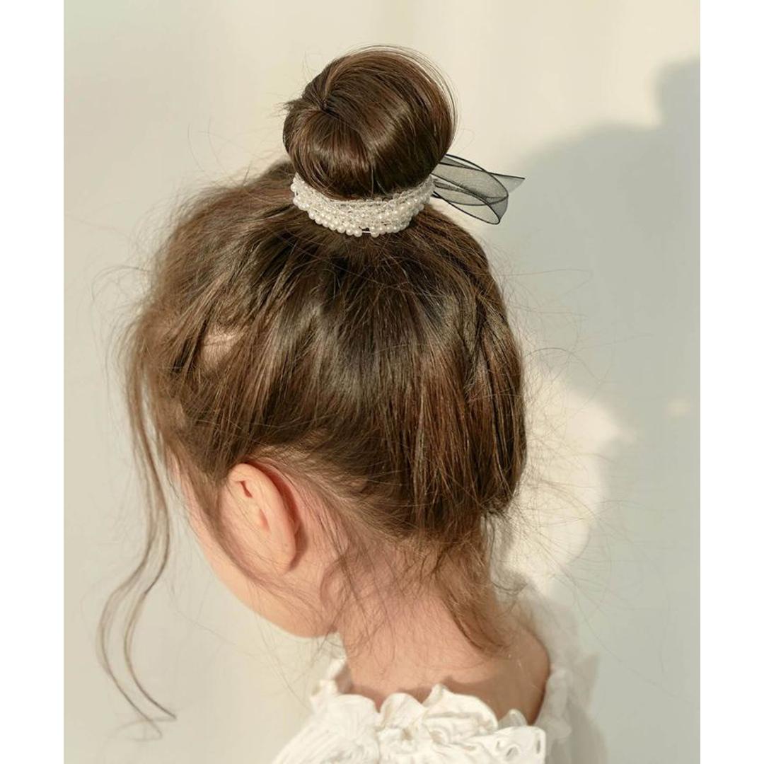 Rora ヘアゴム キッズ 通販 ボンジュール ビジュー 髪ゴム 髪飾り 髪留め リボン パール 女の子 子供 子ども こども おしゃれ かわいい フォーマル 大人っぽい 上品 入園式 卒園式 入学式 卒業式 結婚式 パーティー ヘアアレンジ ヘアアクセサリー ホワイト フリー