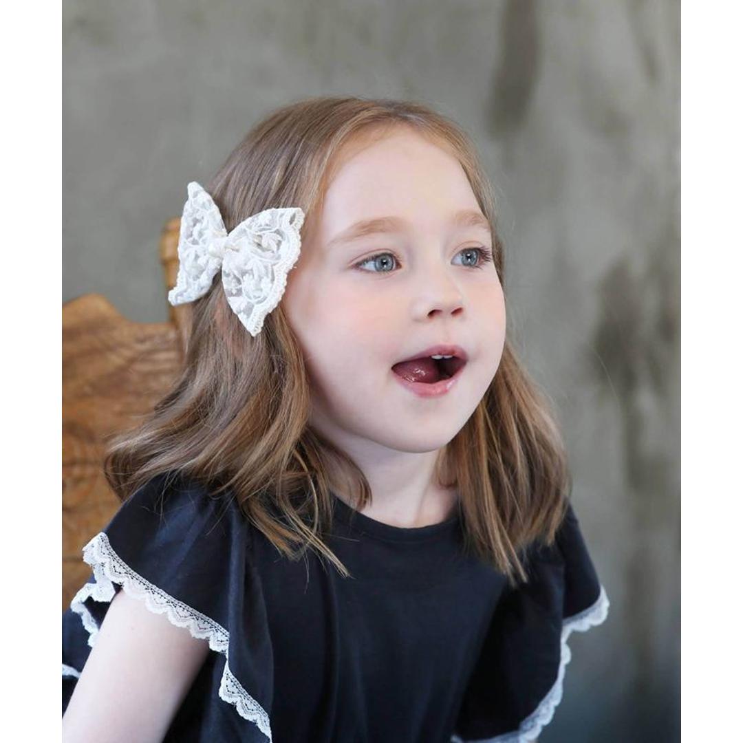 Rora ヘアクリップ キッズ 通販 ヘイリー 髪飾り 髪留め リボン 大きめ レース パール ホワイト 女の子 子供 子ども こども フォーマル ナチュラル カジュアル 卒園式 入学式 結婚式 パーティー 七五三 誕生日 かわいい おしゃれ ヘアアクセサリー アイボリー フリー