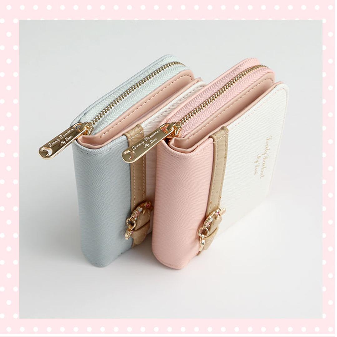 財布 レディース 二つ折り 通販 ミニ財布 小さい財布 ミニウォレット さいふ サイフ ミニサイフ 女子校生 コンパクト おしゃれ かわいい PU レザー ラウンドファスナー 女の子 こども 子供 キッズ 大人可愛い プレ ライトピンク ・