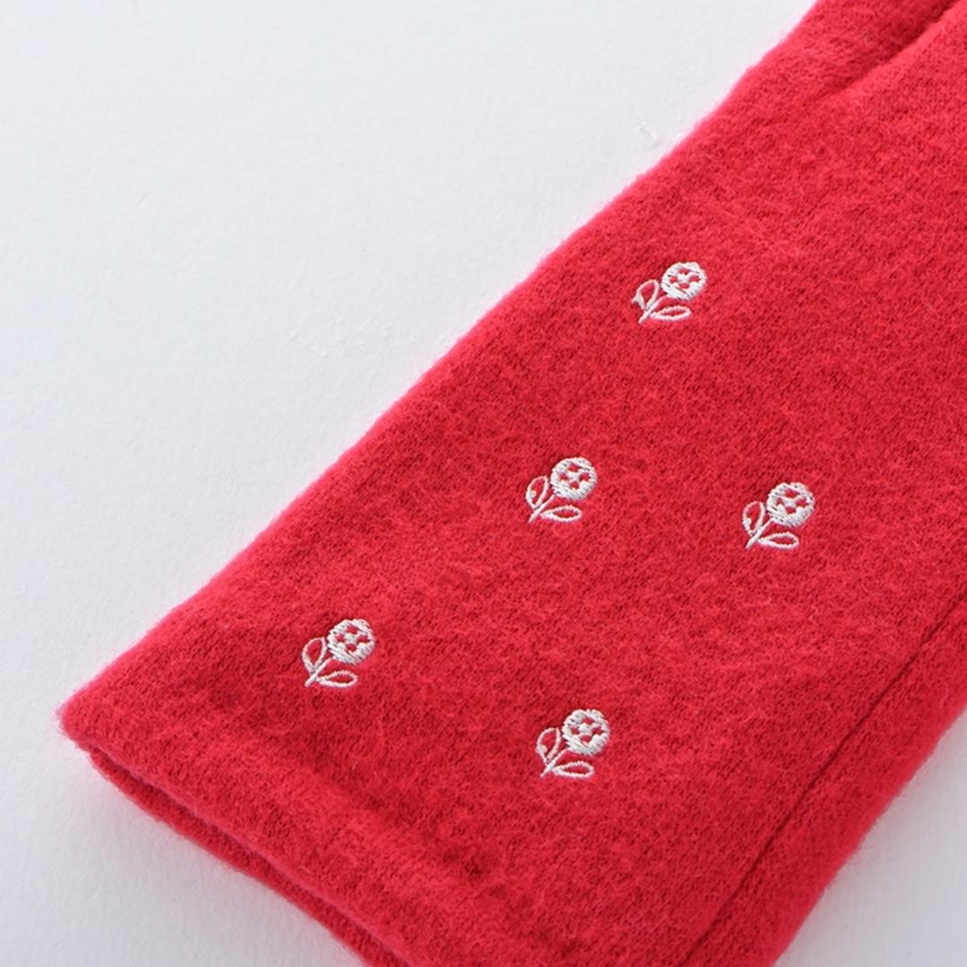 クロダ 手袋 KURODA AF65101L8 通販 グローブ レディース かわいい 暖かい スマホ対応 指あき 指出し 刺繍 おしゃれ 可愛い オシャレ 5本指 フラワー刺繍ジャージグローブ アクリル マイクロボア レディース手袋 ファッション小物 ブルー ・