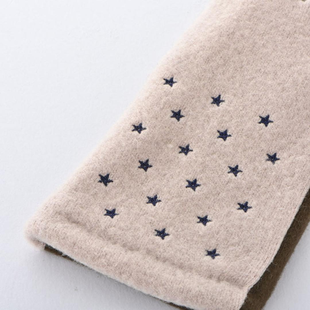 クロダ 手袋 KURODA AF65104L8 通販 グローブ レディース かわいい 暖かい スマホ対応 指あき 指出し 刺繍 おしゃれ 可愛い オシャレ 5本指 スターズ刺繍ジャージグローブ アクリル マイクロボア レディース手袋 ファッション小物 ネイビー ・