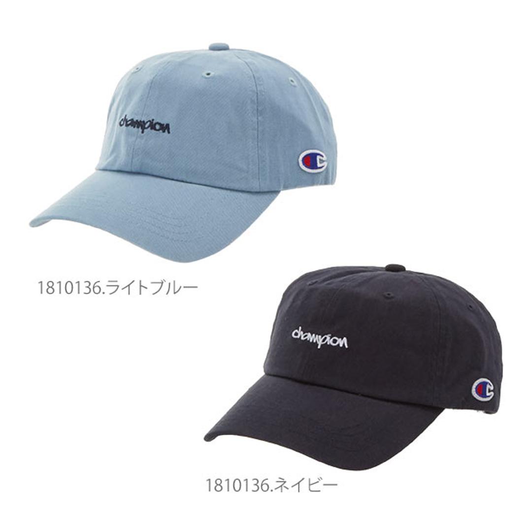 ローキャップ Champion チャンピオン 通販 CHAMPION キャップ 帽子 LOW CAP メンズ レディース 筆記体ロゴ ミニ刺繍 ワンポイント シンプル コットン 綿100% ストラップバック STRAPBACK おしゃれ かわいい キッズ 子ども 手洗い可 洗える サイズ調整 アウトドア 外遊び 黒 1810136.ネイビー ・