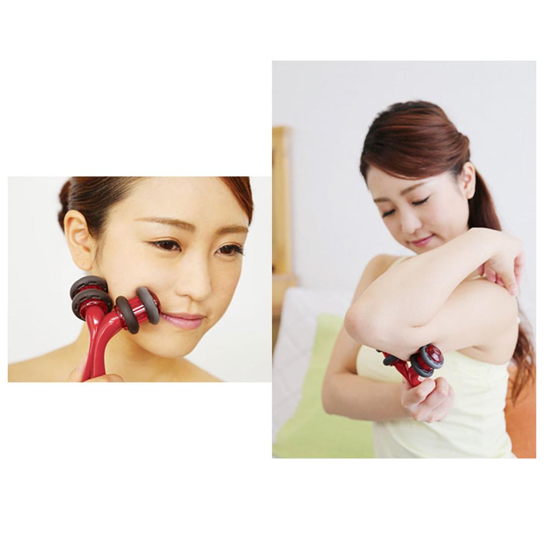 マッサージ ローラー 通販 リフトレージュ フェイスローラー フェイスマッサージ 太もも 足 顔 ウエスト 美顔ローラー ハンディマッサージャー お風呂 バスタイム エイジングケア 赤外線 美容 ボティローラー 遠赤外線 ホームエステ ベス工業 レッド ・