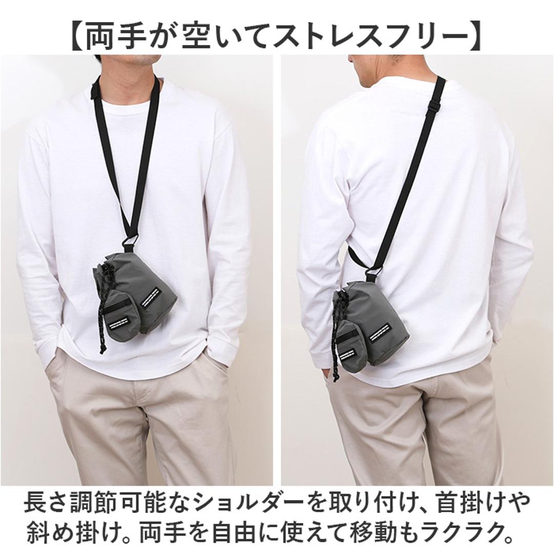 kiu キウ ショルダーバッグ ポーチ ミニ K433 通販 ミニショルダー ショルダー ショルダーバック 巾着 肩掛け ななめ掛け 斜めかけ ミニポーチ付き キーカラビナ付き 開口部が広い KiU メンズ レディース 男女兼用 ユニセックス アウトドア 948.ライトグレー(LGY) ・