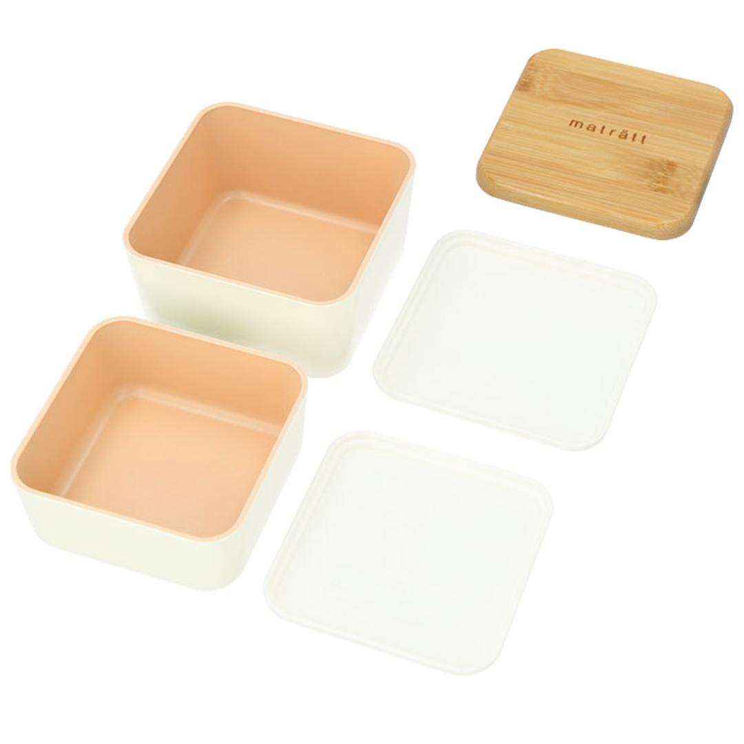 弁当箱 女子 大人 二段 通販 お弁当箱 2段 600ml おしゃれ かわいい 北欧 女性 女の子 中学生 高校生 小学生 入れ子 コンパクト レンジ対応 本体 食洗機対応 本体のみ 食洗機OK ナチュラル モダン 抗菌加工 抗菌塗 matratt モースレ 正和 スクエアネストランチ 大人用弁当箱 レッド ・