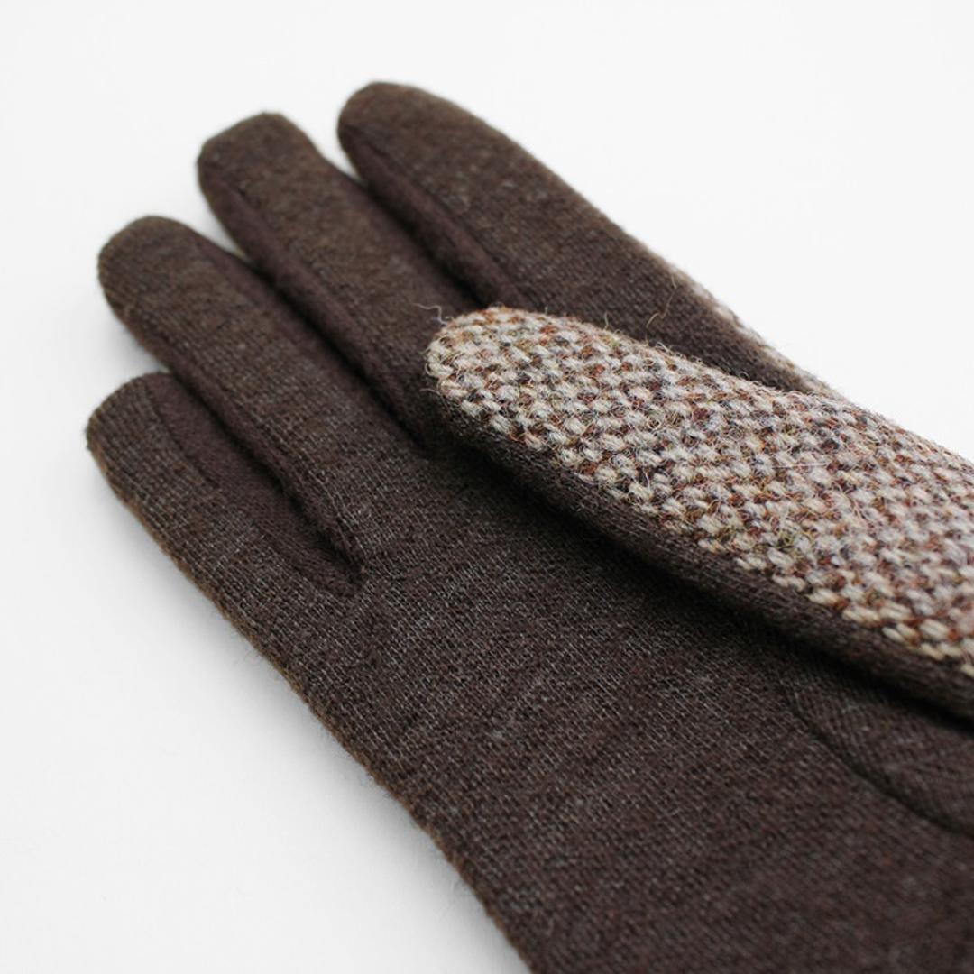 ハリスツイード 手袋 レディース 通販 クロダ KURODA OB70206L7 グローブ かわいい 暖かい スマホ対応 通勤 通学 チェック おしゃれ 可愛い オシャレ 5本指 Harris Tweed アクリル ウール レディース手袋 ファッション小物 ベージュ ・