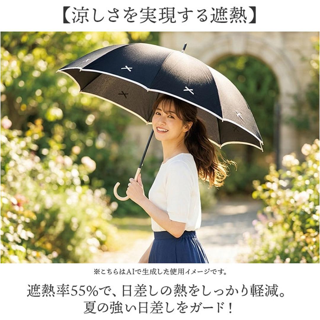 Nakatani 日傘 通販 晴雨兼用傘 長傘 916-072 UV ノーブルリボン 傘 レディース かさ カサ アンブレラ Parasol 50cm UVカット 中谷 ナカタニ 無地 リボン レイングッズ 大人 可愛い かわいい おしゃれ ホワイト ・