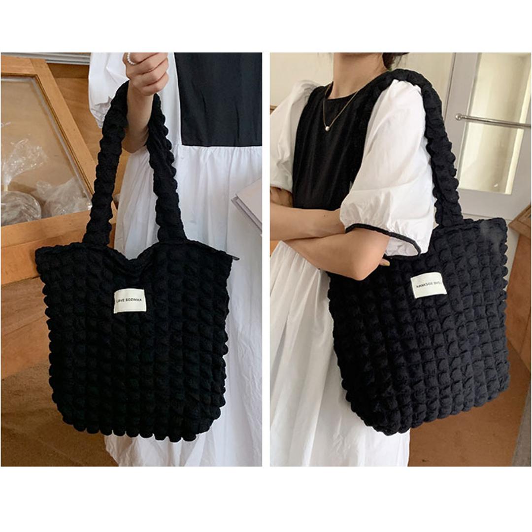 ポップコーンバッグ トートバッグ レディース 通販 ぽこぽこバッグ ポコポコバッグ ポコポコバック ぽこぽこバック ポップコーンバック エコバッグ エコバック 収納バッグ 手提げ トート 肩掛け 大きめ ポコポコ 軽量 キルティング ふわふわ 可愛い かわいい オフホワイト ・