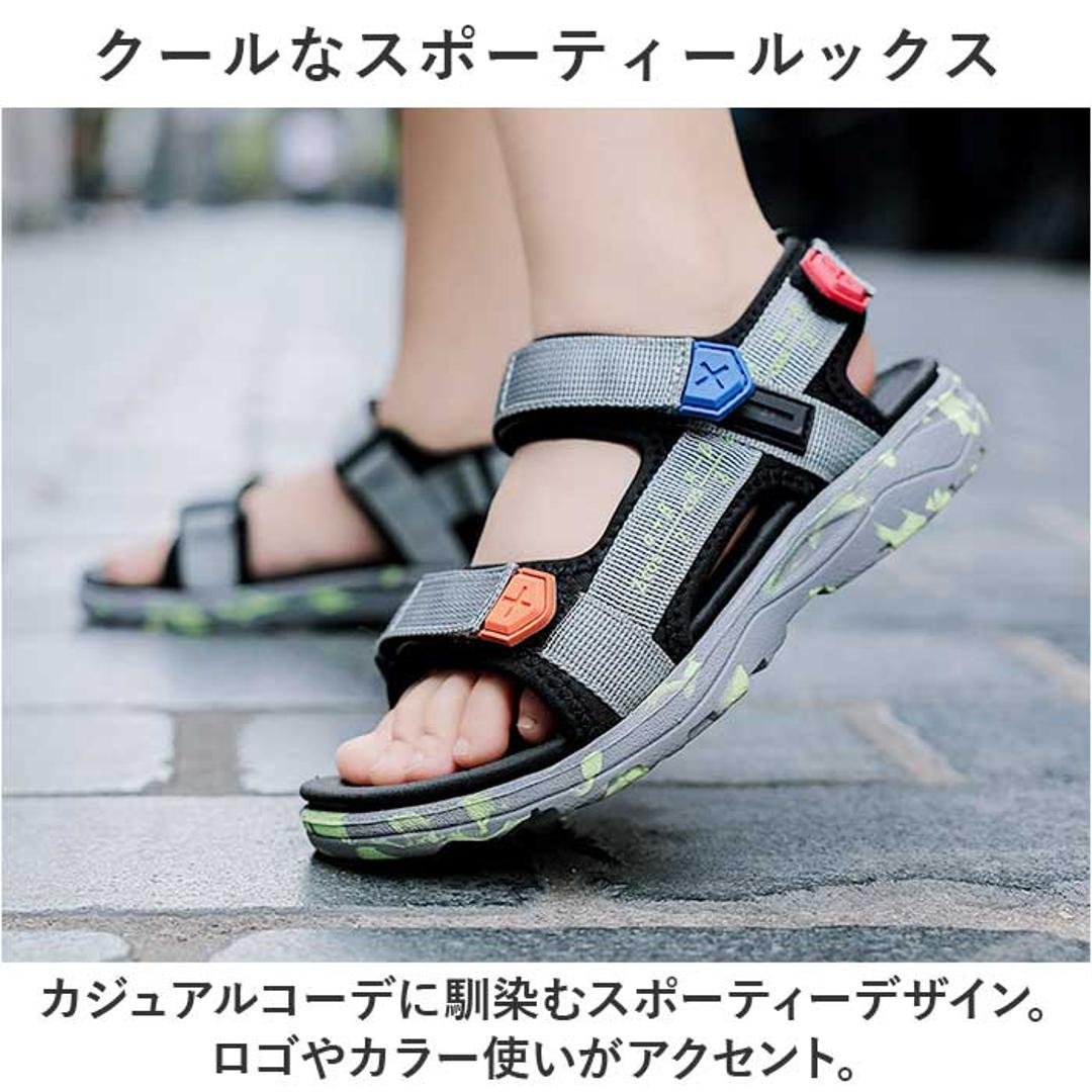 キッズ サンダル 男の子 通販 スポーツサンダル キッズサンダル シューズ 靴 くつ クツ スポサン 履きやすい おしゃれ 子供 子ども こども 子供用 男子 男児 子供靴 子供くつ ボーイズ 小学生 アウトドア 川遊び 水遊び 歩きやすい 夏 サマー ブラック×ブルー 【即日発送】28(17.5cm)
