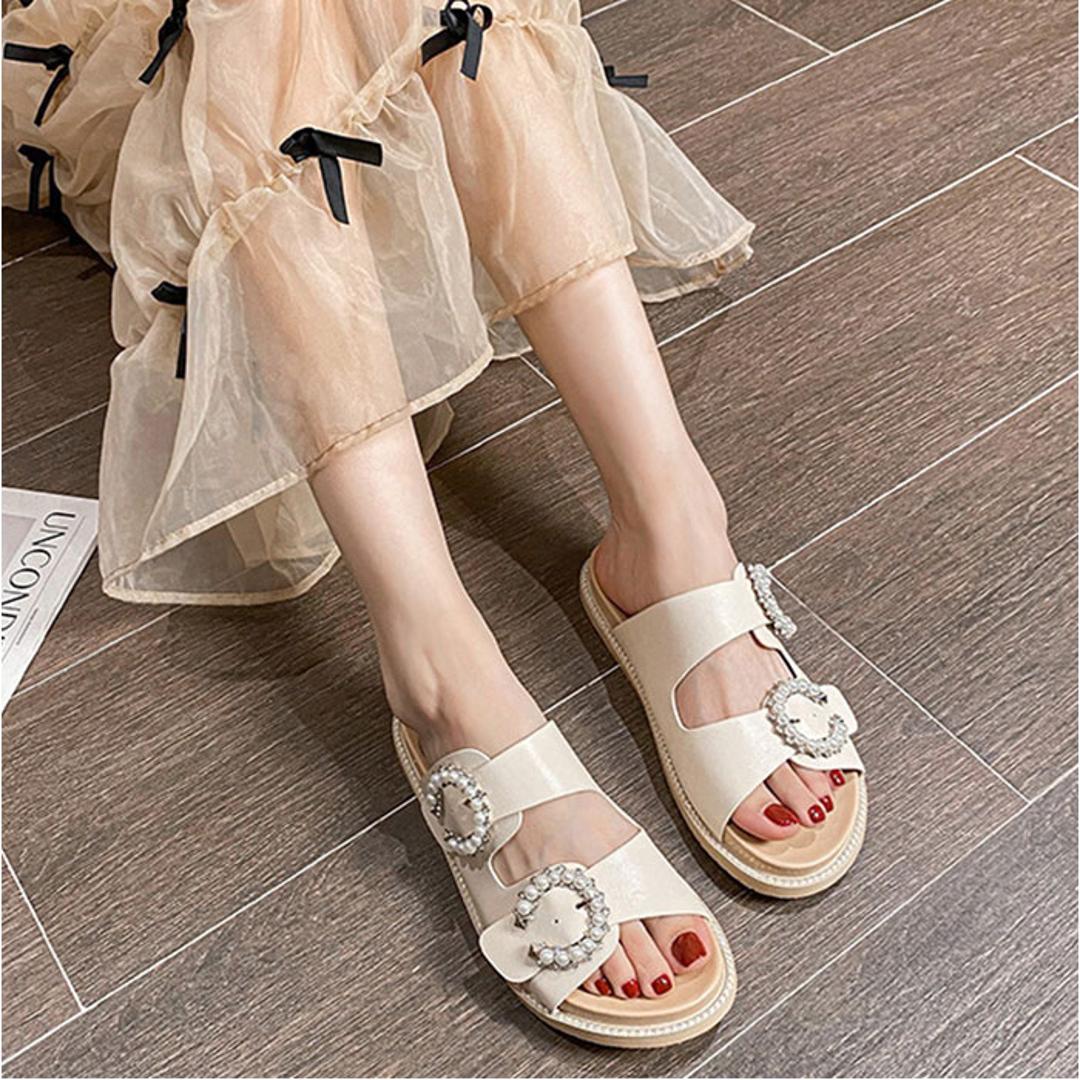 サンダル レディース かわいい 通販 フラットサンダル コンフォートサンダル スリッパ ルームシューズ 室内履き つっかけ ぺたんこ おしゃれ 靴 くつ クツ ビジュー キラキラ シューズ オフィスサンダル きれいめ カジュアル 大人 可愛い 婦人靴 オシャレ ブラック 【即日発送】35(22.5cm)