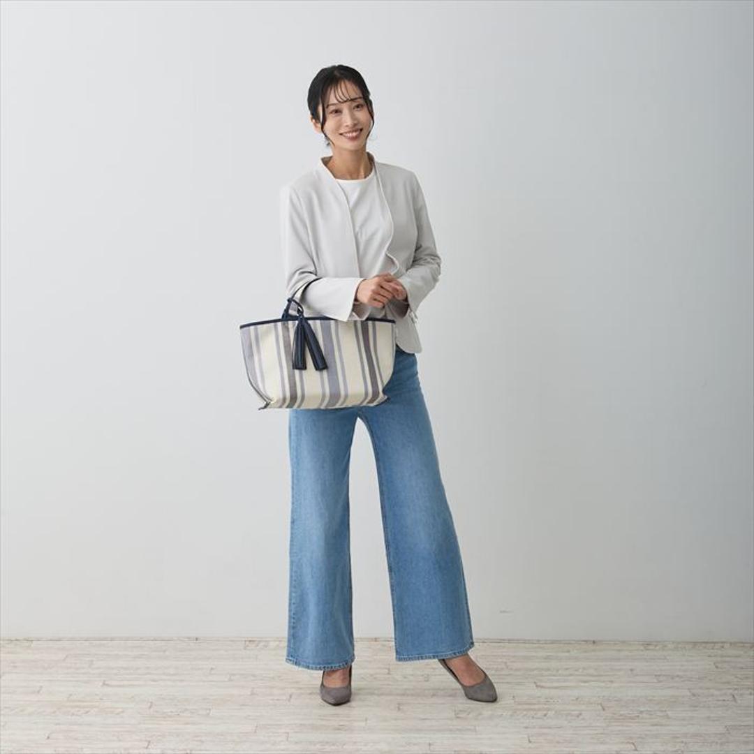 ルートート トートバッグ ROOTOTE 1070 通販 トートバック 小さめ レディース 通学 通勤 手提げバッグ 手提げかばん 手提げカバン 手提げ鞄 おしゃれ シンプル 大人 きれいめ タッセル チャーム ストライプ DELI ワイド デリ BLUEGRAY ・