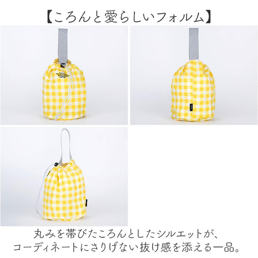 SOLEIL ソレイユ バッグ 10924 通販 巾着バッグ ドローストリングバッグ 巾着バック ハンドバッグ 巾着袋 ミニバッグ 巾着ポーチ 大人 小さめ レディース かわいい おしゃれ サブバッグ 旅行 ヘミングス レディースバッグ HEMING'S 01.GINGHAM/YLW ・