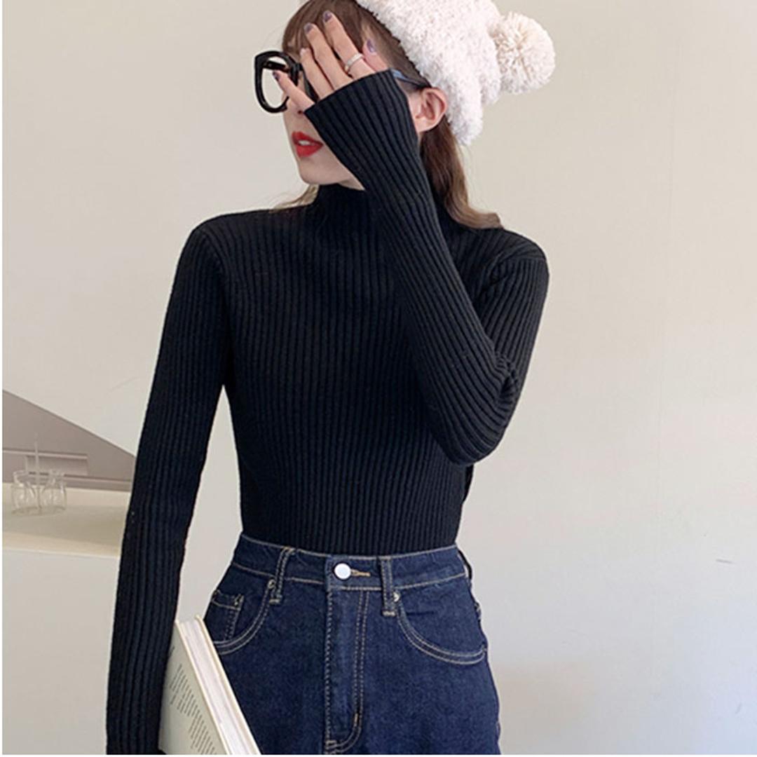 ニット トップス 冬 通販 リブニット ハイネック セーター 長袖 ハイネックニット ハイネックセーター インナーニット レディース きれいめ 秋冬 秋 大人 かわいい おしゃれ 可愛い 女性 nit-041 ダイヤモンドハーツ Diamond Hearts ブラック ・