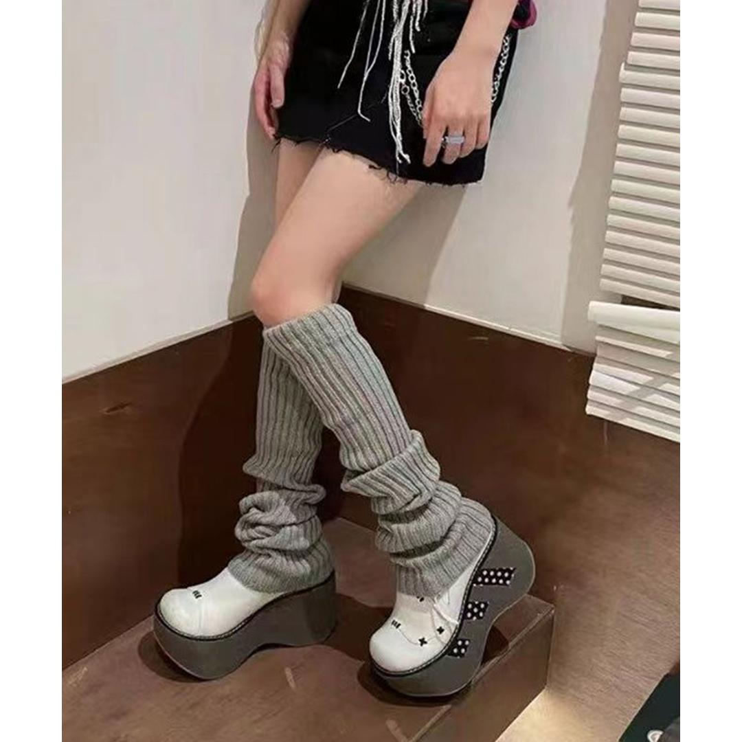 レッグウォーマー 45cm 通販 ニットレッグウォーマー レッグ ウォーマー レッグウオーマー レッグウェア 足首ウォーマー ニット diamond hearts ダイヤモンドハーツ レディース 靴下 ソックス ルーズソックス 防寒 秋冬 冷え対策 ブラック ・