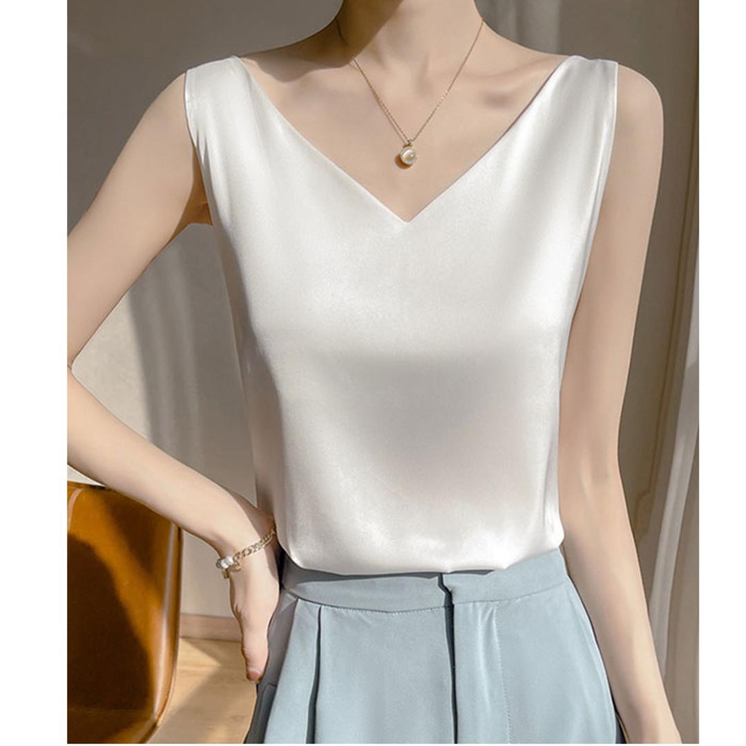 キャミソール カップなし 通販 キャミタンク サテンキャミ さらさら レディース トップス インナー 大人 かわいい きれいめ 上品 シンプル 無地 オフィスカジュアル おしゃれ 可愛い 女性 top-099 ダイヤモンドハーツ Diamond Hearts ホワイト Mサイズ