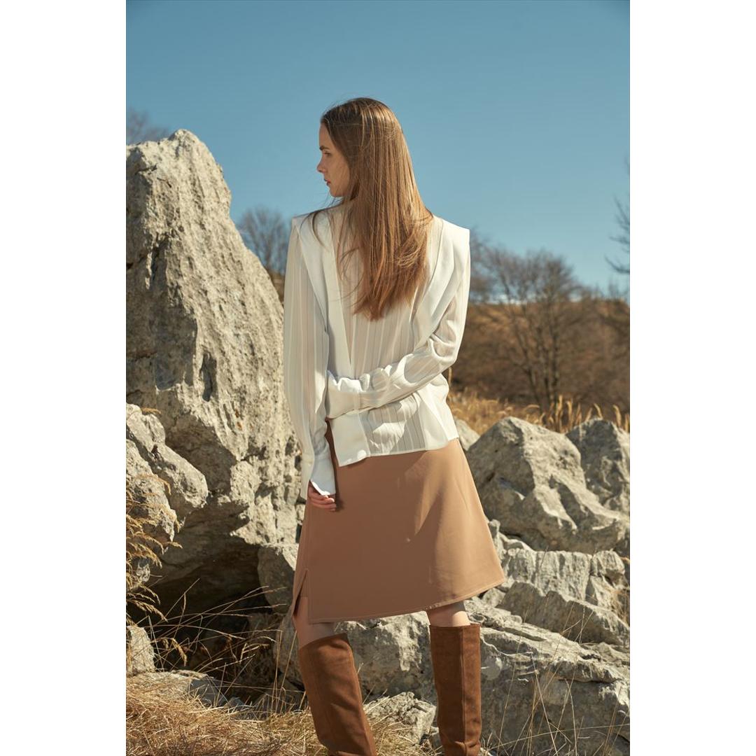 MIND マインド ショートパンツ タイトスカート 通販 ショート パンツ ズボン スカート レイヤード ひざ丈 膝丈 ポケットショートパンツ ショート丈 ポケット デザイン 無地 シンプル カジュアル レディース 女性 大人 おしゃれ ボトムス 婦人服 beige Sサイズ