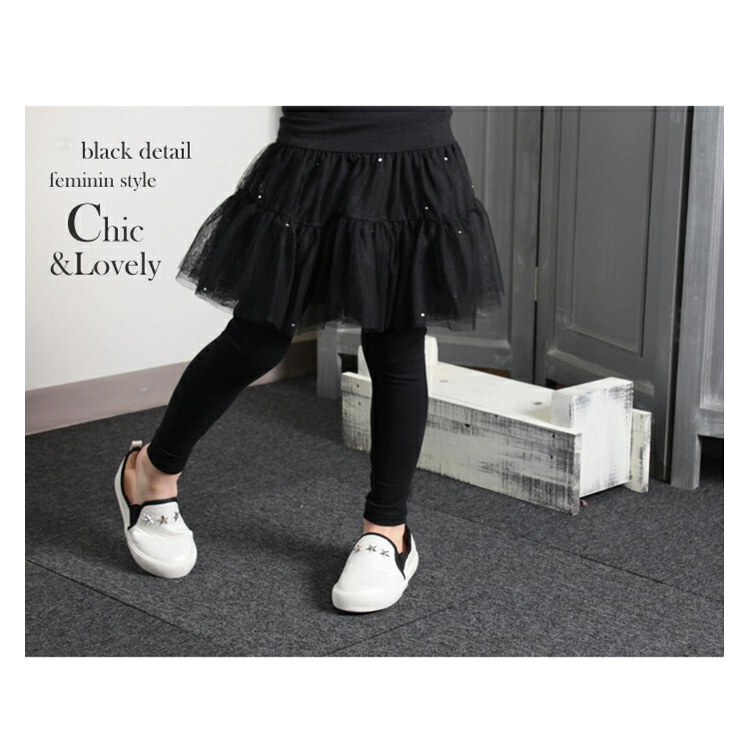 Rora スカート キッズ 女の子 通販 スカートパンツ 10001142 スカッツ レギンス付きスカート チュールスカート チュチュスカート ふんわり キラキラ フォーマル パーティー かわいい オシャレ 可愛い ボトムス 子ども服 子供服 キッズファッション ブラック 100cm