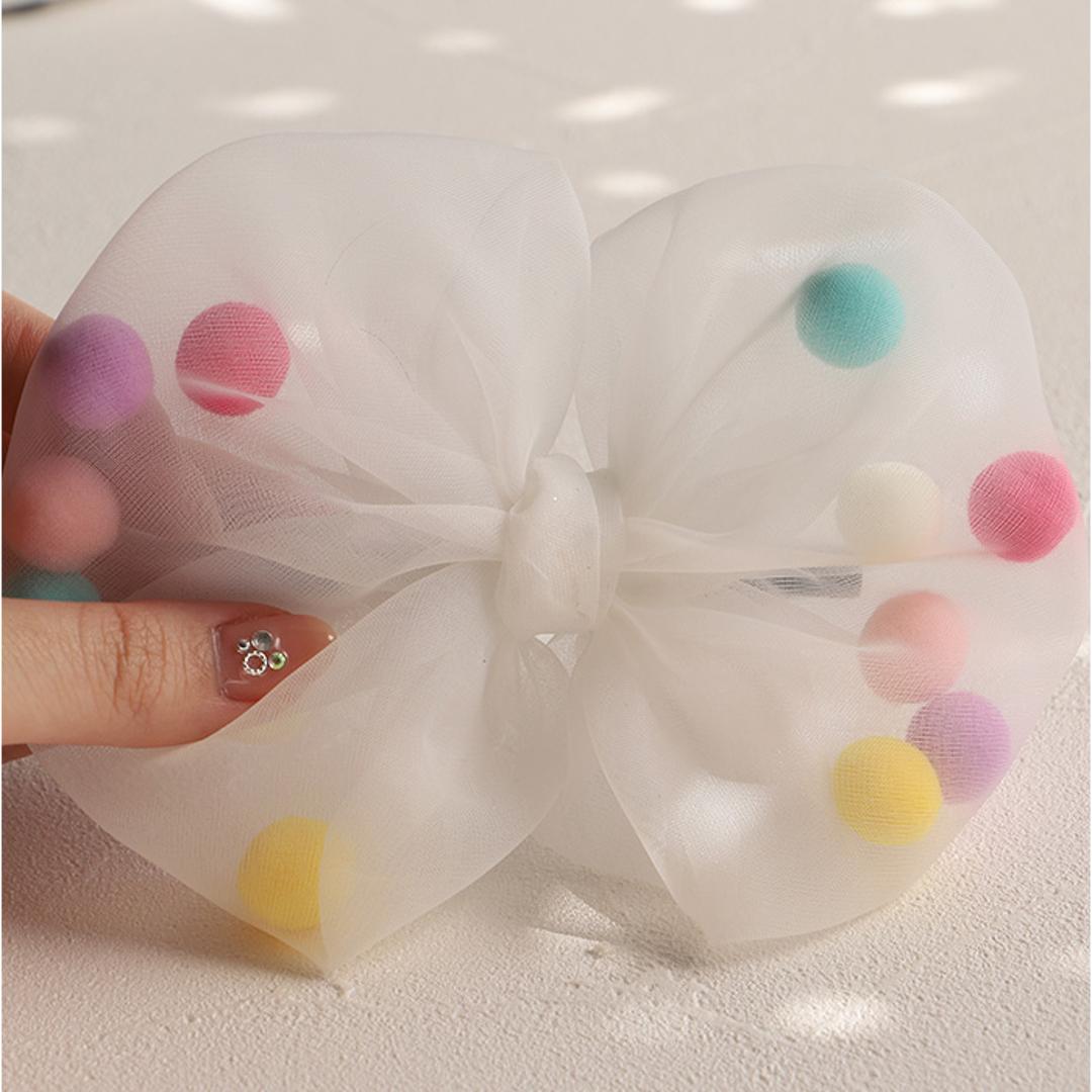 RORA ヘアクリップ 通販 ローラ ボニー ヘアークリップ ヘアアクセサリー 髪飾り キッズ 子供 子ども こども リボン ポンポン 大きめ しっかり かわいい おしゃれ 女の子 女子 入園式 卒園式 入学式 卒業式 発表会 結婚式 キッズファッション ホワイト ・